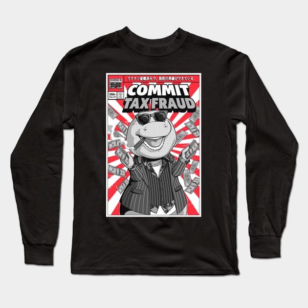 Barney Commit Tax Fraud Manga Style Long Sleeve T-Shirt by Kveather Comics